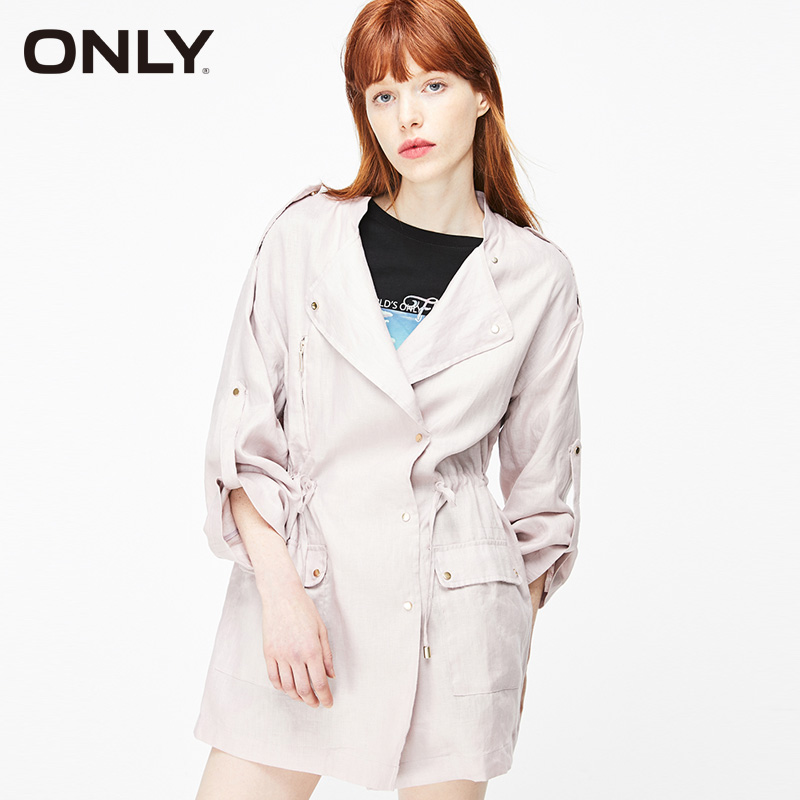 

ONLY Women's Spring Loose Fit Linen Trench Coat |119136517, Violet ice