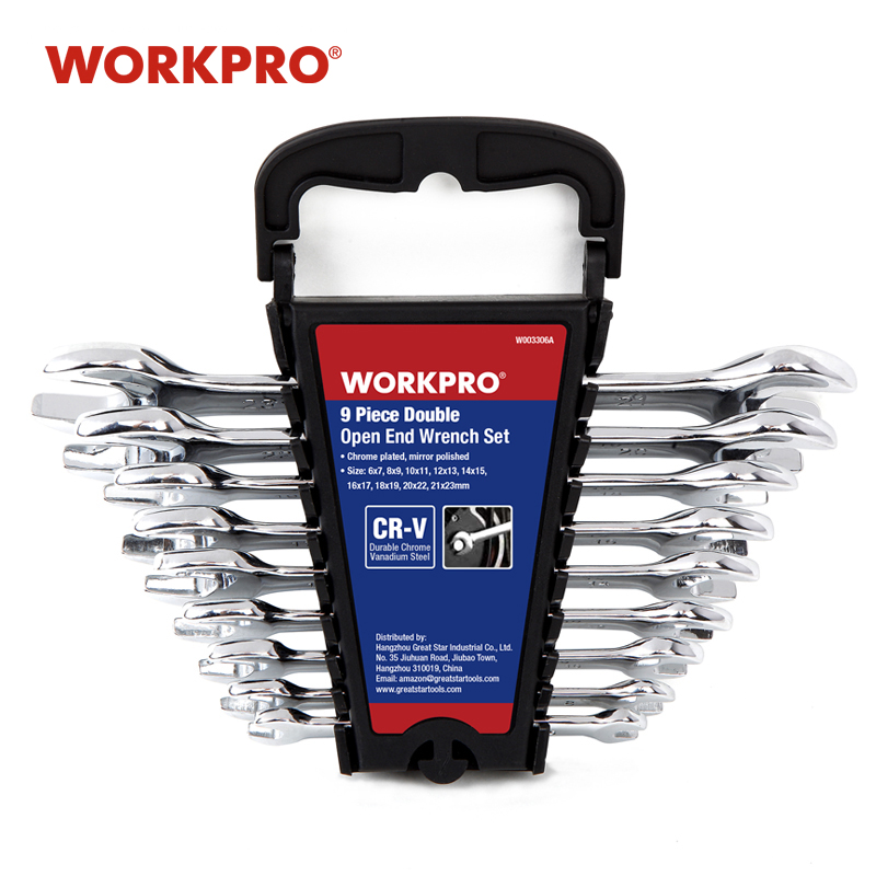 

WORKPRO 9PC Wrench Set Double End Wrench Stay Hand Tool Set 6mm to 23mm
