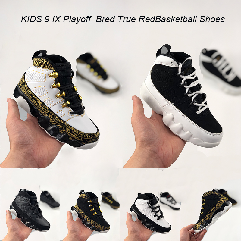 

LA All-Star White Black Metallic Gold 9S Bred IX Space Jam Playoff Bred True Red Basketball Shoes  Kids Children Sports Trainer Sneakers