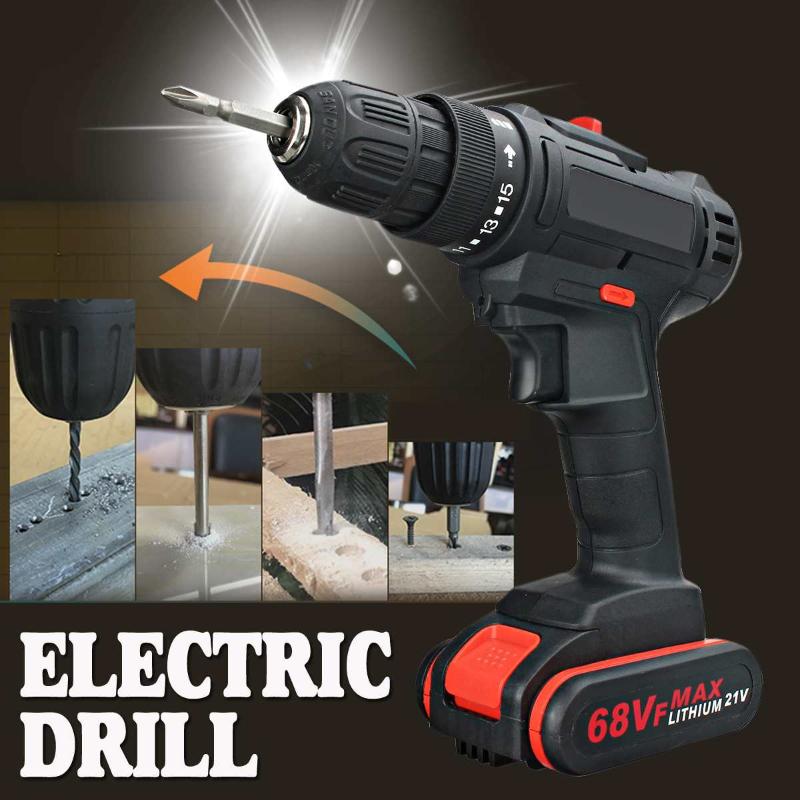 

Drillpro Electric Drill 68VF Cordless Lithium-Ion Drill/Driver Rechargable Adjustable 3200r/min 2 Speed Hand Drill With Battery
