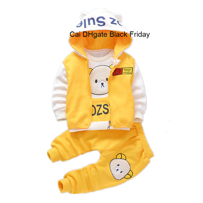 Baby Clothing Set Winter Toddler Kids Cotton Warm Plus Velvet Vest Sweatshirt Pants 3pcs Suit Set Infant Girls Boys Sportswear-image-572649579