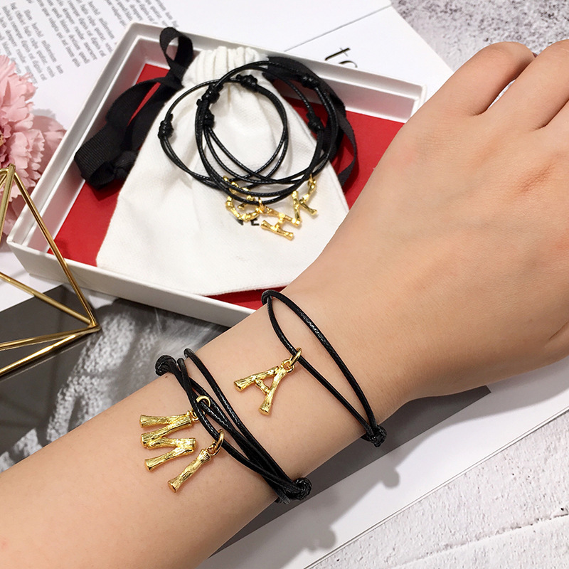 

J.hangke Unisex Adjustable Genuine leather Bracelet For Women men Friend 26 copper Letter Festival jewelry gifts Bracelets