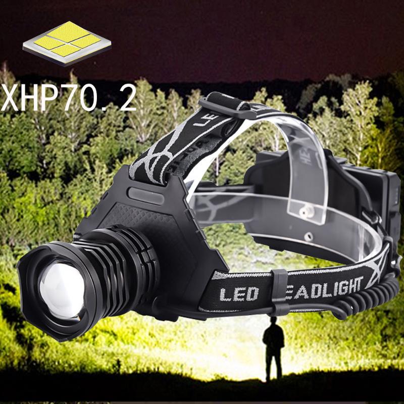 

8000LM XHP70.2 Led headlamp Headlight the most powerful head lamp zoom 5models usb rechargeable Waterproof camping headlamp