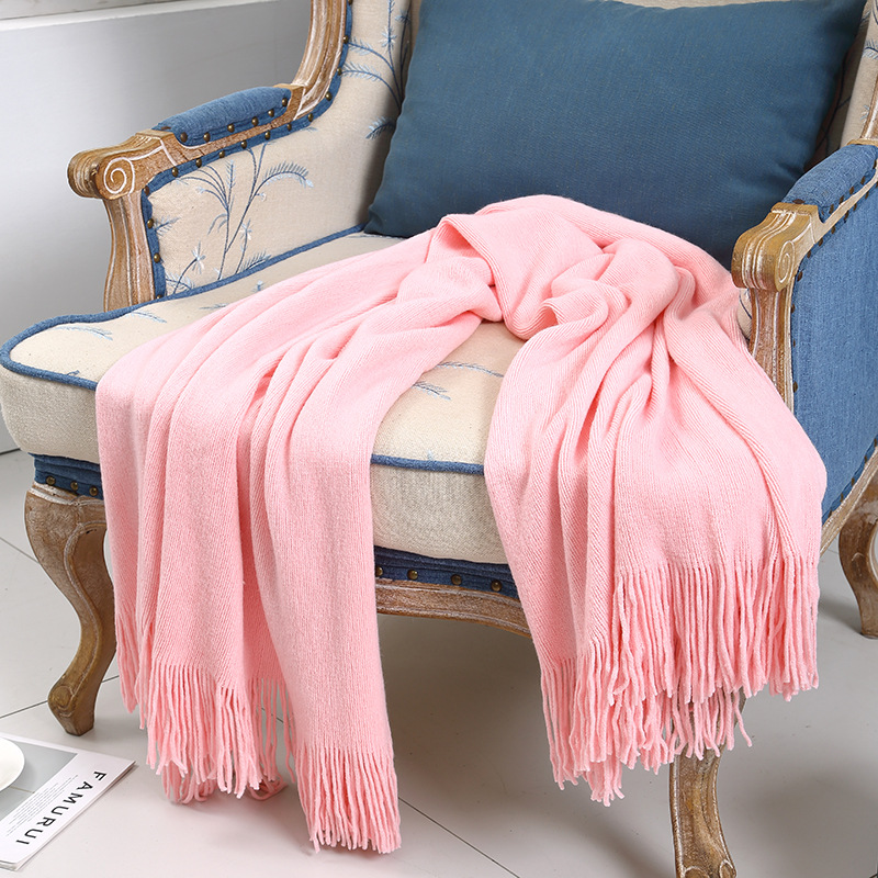 

Home Knitted Baby Blanket Plaid Chair Lounge Recliner Covering Beach Shawls Manta