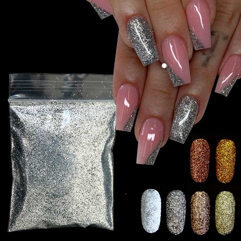 

10g Gold Silver Shiny Nail Art Glitter Powder Flakes Dust Sparkly Chrome Pigment Polish Manicure Nail Art Decorations