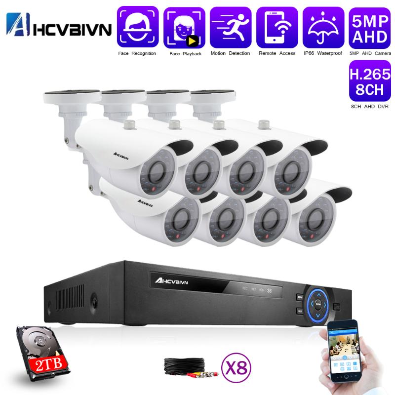 

Face Detection 8CH 5mp AHD DVR Kit 5 IN 1 8PCS Cameras Outdoor CCTV Camera System IR Security Camera Video Surveillance System