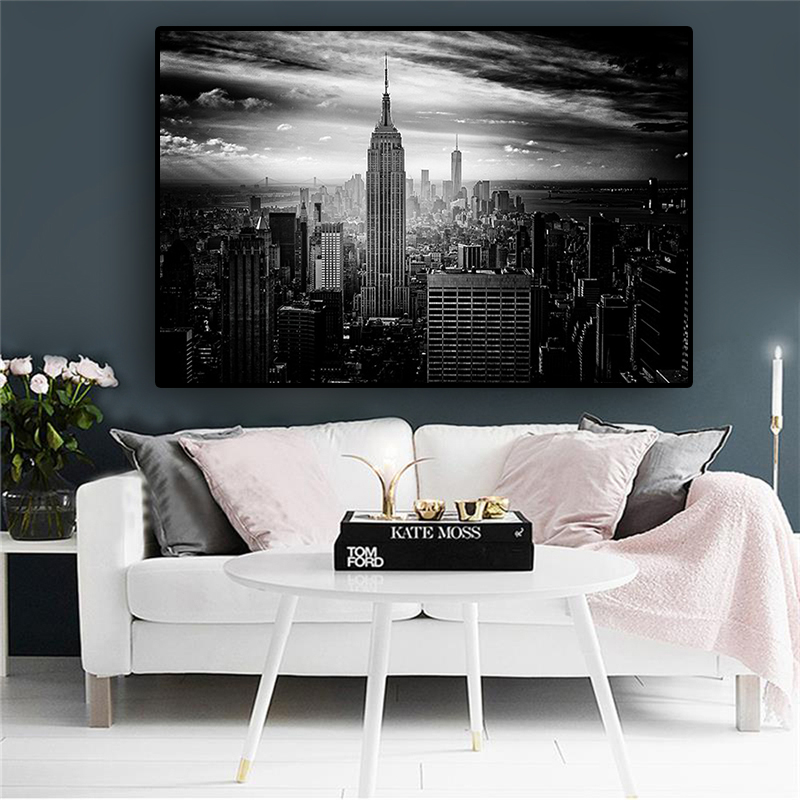 

Building New York City Manhattan Empire State Canvas Art Scandinavian Posters and Prints Landscape Wall Picture for Living Room