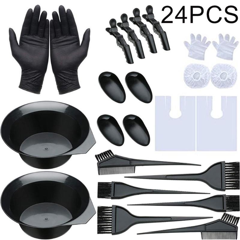 

24pcs/set Professional Hair Color Dye Bowl Comb Brushes Tool Kit Hair Dyeing Tools Salon Hairdressing Styling Tint DIY Tool Set