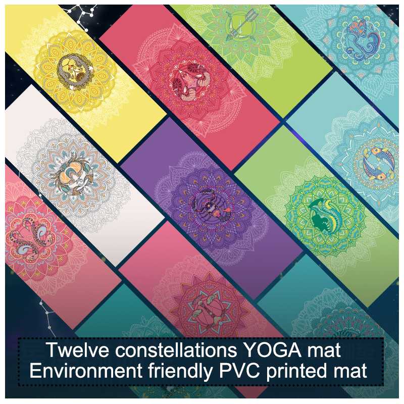 

6MM Twelve Constellations Pattern Non-slip Yoga Mats For Fitness Pilates Gym Exercise Pads Sport Health Slimming Body Building, Red
