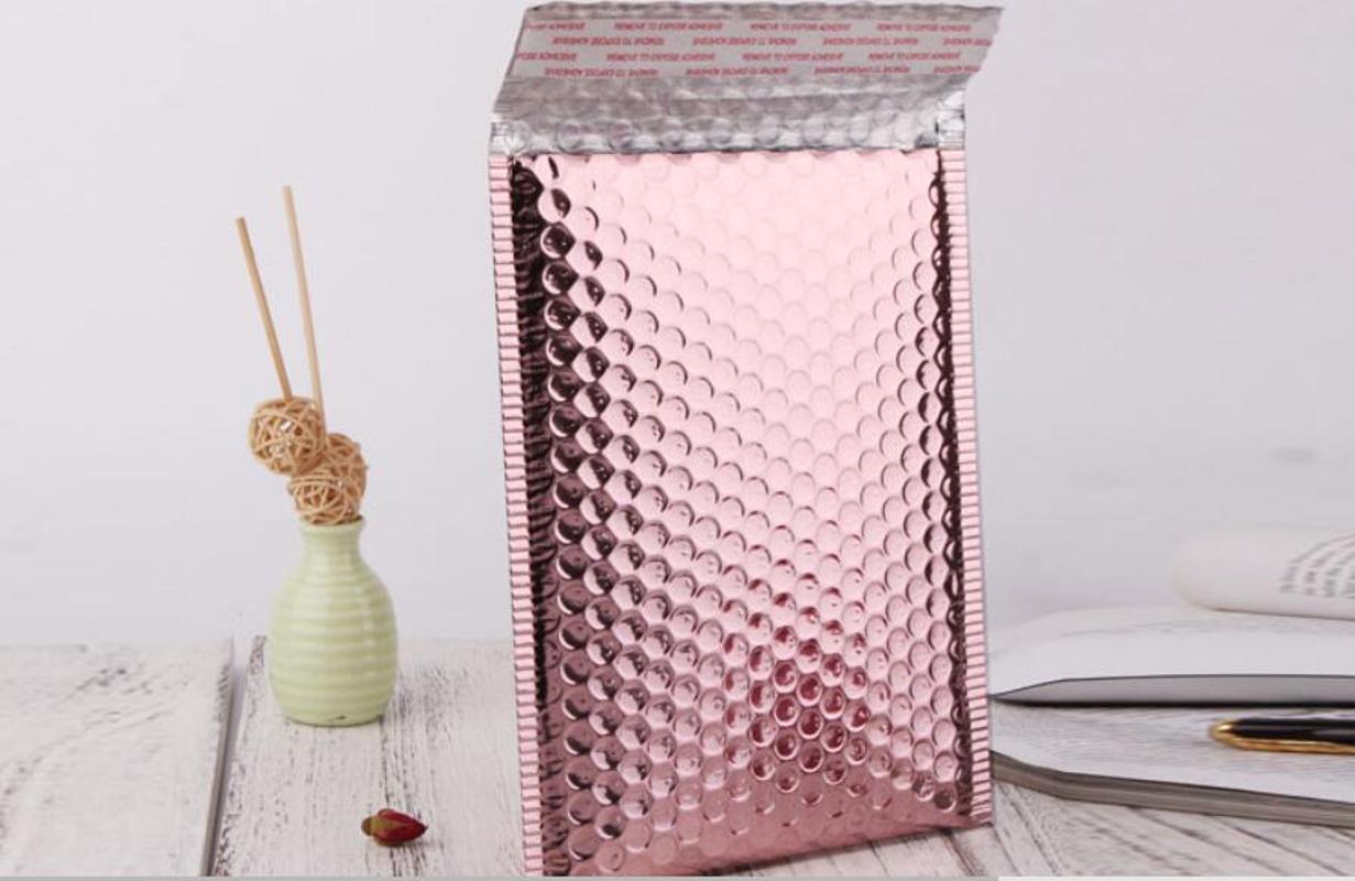 

25pcs 15x13cm/15x20+4cm Rose Gold Bubble Bag Extra-thick Poly Padded Bubble Envelope Multifunctional Mailer for gift package