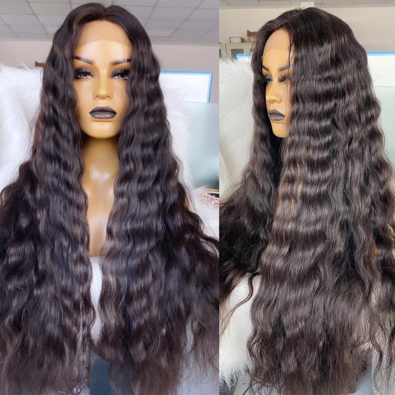

Natural Color Wet and Wavy 13x4 Front Lace Wig long hair 30 inches Wig Free shipping Overnight, As pic