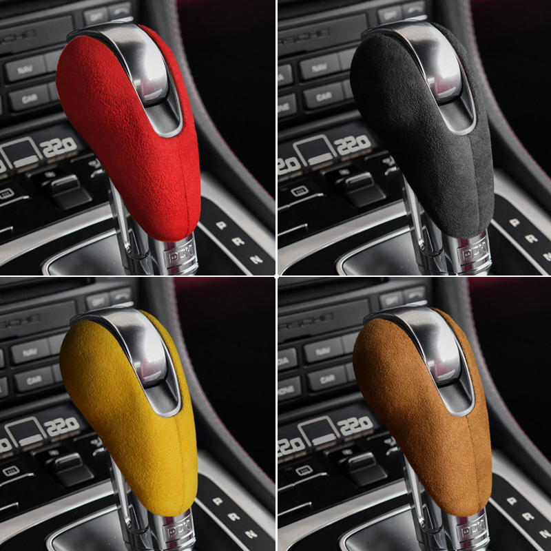 

Alcantara Wrap Leather Car Gear Shift Knob Cover ABS Auto Stickers Decals for Porsche Macan Panamera Boxter 719 911 Accessories