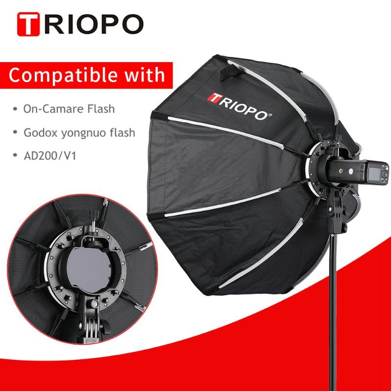 

TRIOPO 65cm KX65cm Octagon Umbrella Softbox Soft box for Godox AD200 V1 yongnuo YN200 Flash Light photography studio accessories
