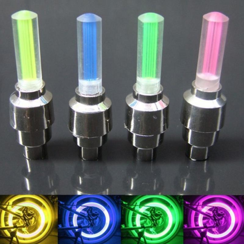 

2PCS Bike Light Wheel Cap Tire Air Cover Rim Stem Neon Color Tyre Long Lasting Safety LED Lamp Flash for Motorcycle Car Bicycle