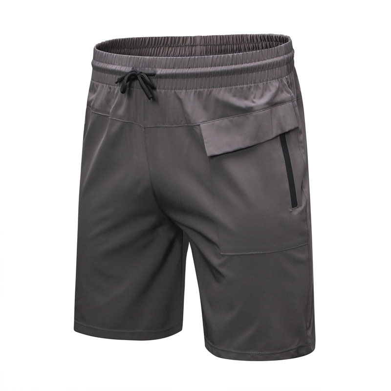 

Men' Running Shorts Quick-drying Breathable Short Invisible Zipper Pocket Loose Sports Fitness Shorts, Black