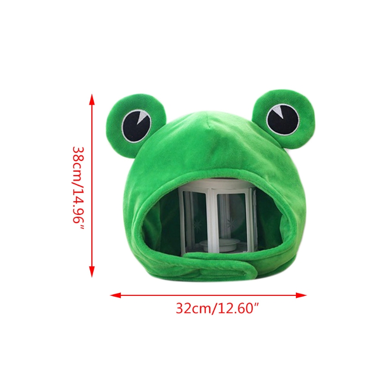 

Funny Big Frog Eyes Cartoon Plush Hat Toy Green Headgear Cap Cosplay Costume E15E