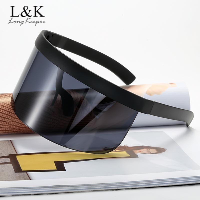 

LongKeeper New Oversized Shield Visor Sunglasses Women Men Fashion Brand Design Big Goggle Sun Glasses Men Windproof Glasses