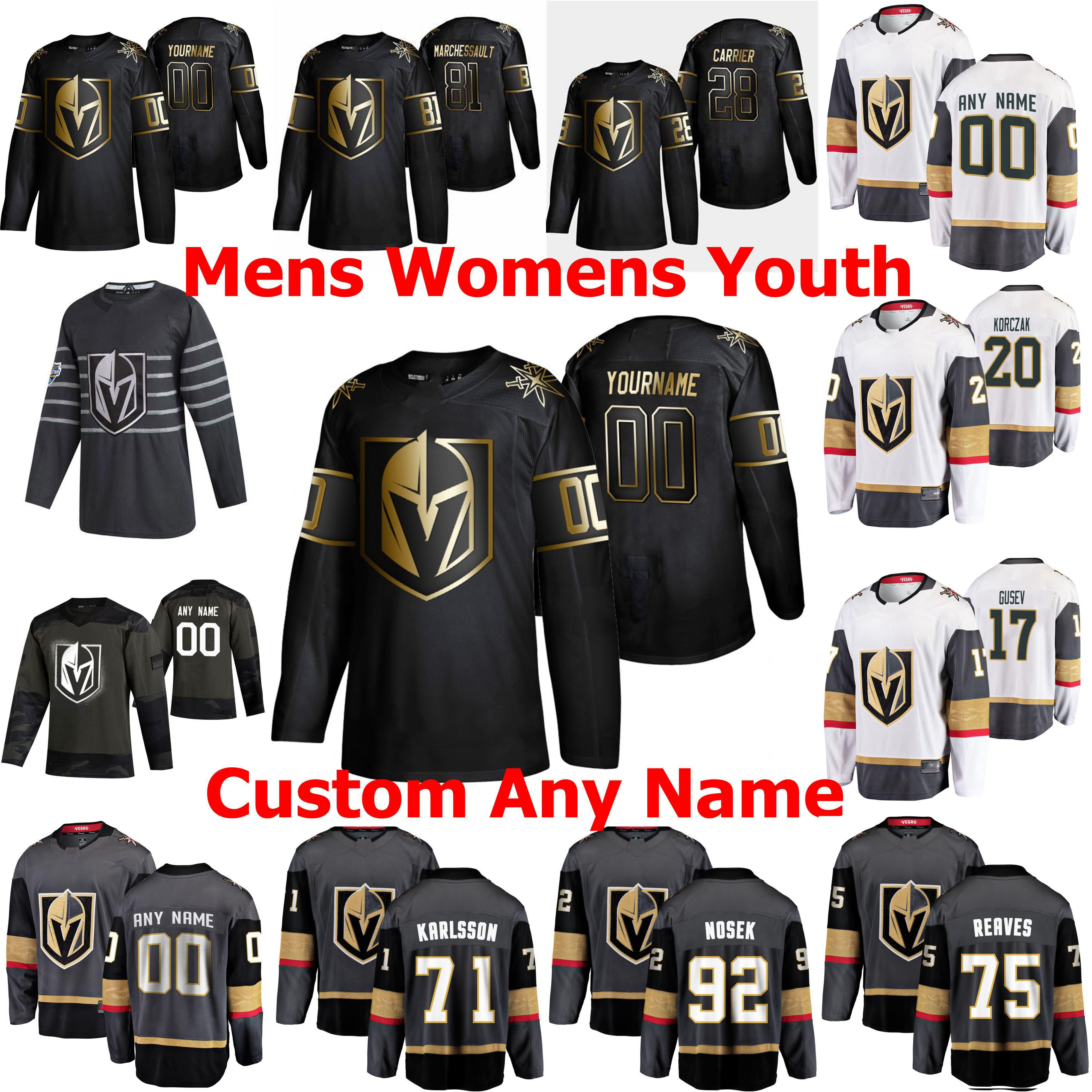 

Vegas Golden Knights All-Star Jersey Robin Lehner Nick Cousins Alec Martinez Marc-Andre Fleury Ryan Reaves Hockey Jerseys Custom Stitched, Youth black 2019 golden edition