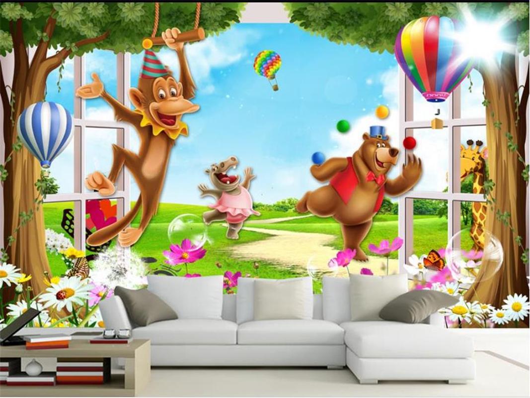 

custom 3d photo wallpaper living room non-woven mural window animal world 3d painting sofa TV background wallpaper for walls, As pic