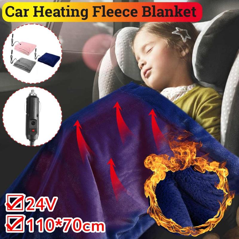 

24V Car Electric Heated Fleece Blanket Warm Winter Cover Heater heating Pad Quilt For Drive Sleep Travel 110x70cm