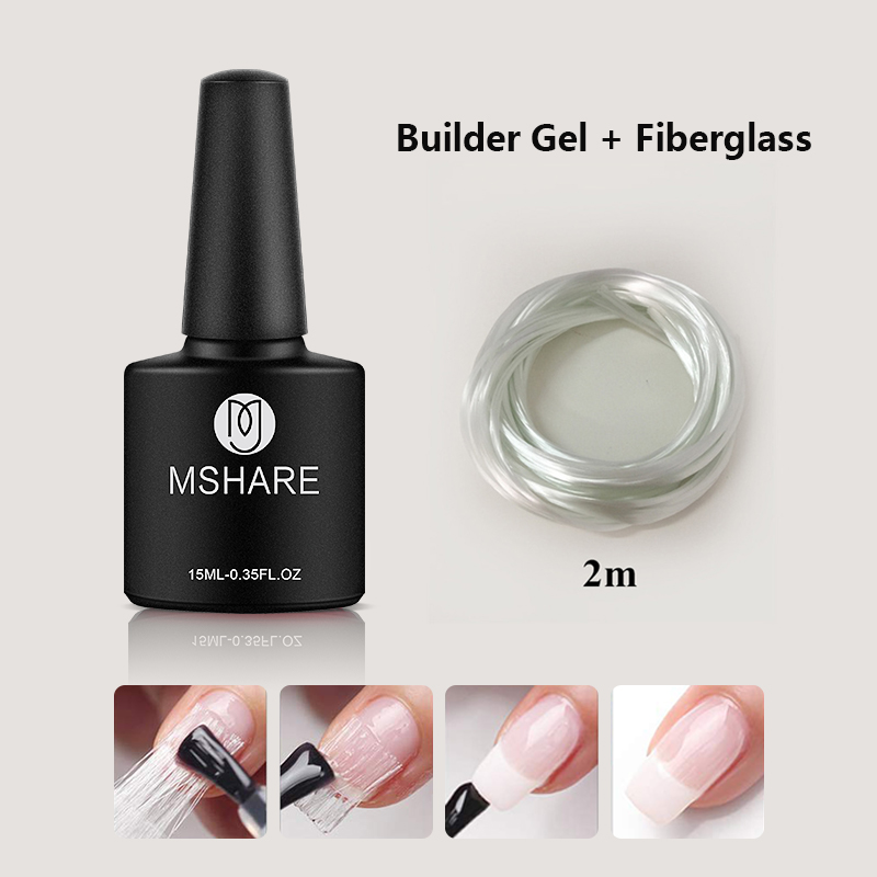 

MSHARE Builder Gel Fiberglass Nails Set Builder Gel Nail Art Fiberglass for UV DIY Nail Form Fibernails Acrylic 15ml