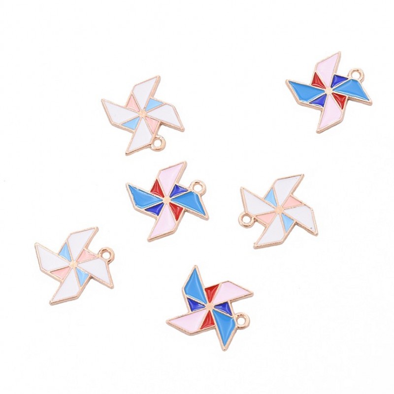 

Bulk 200pcs Paper Windmill Charms Enamel pinwheel charms pendant fit Bracelet Necklace Jewelry Accessories free shipping