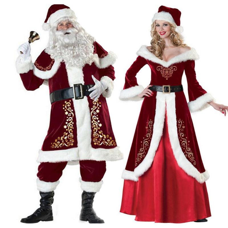 

Christmas Santa Claus Suit Costume Cosplay Santa Claus Clothes Dress In Christmas Costume Suit Men Women With White Beard
