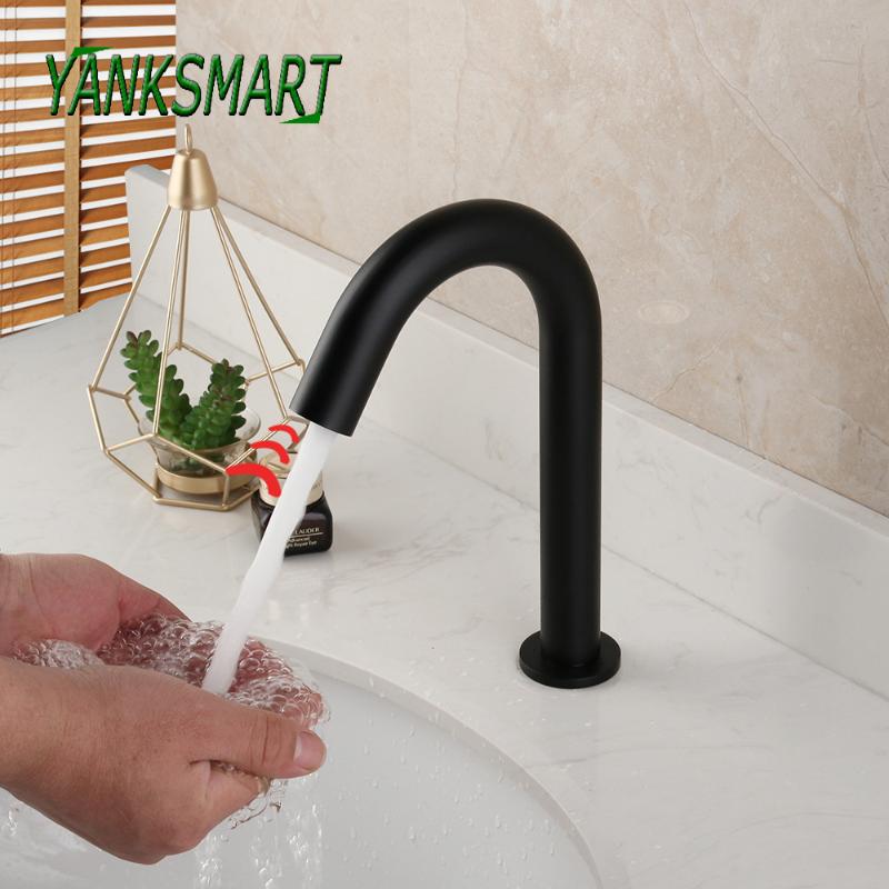 

YANKSMART Automatic Touch Sensor Faucet Bathroom Basin Sink Deck Mounted Faucets Cold And Hot Water Mixer Tap Solid Brass Taps
