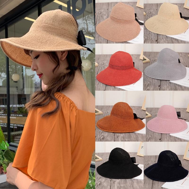 

Summer Fashion Lady Bucket Hat Foldable Casual Cap Elegant Women Empty Top Hat Beach Casual Sunscreen Protective, Black