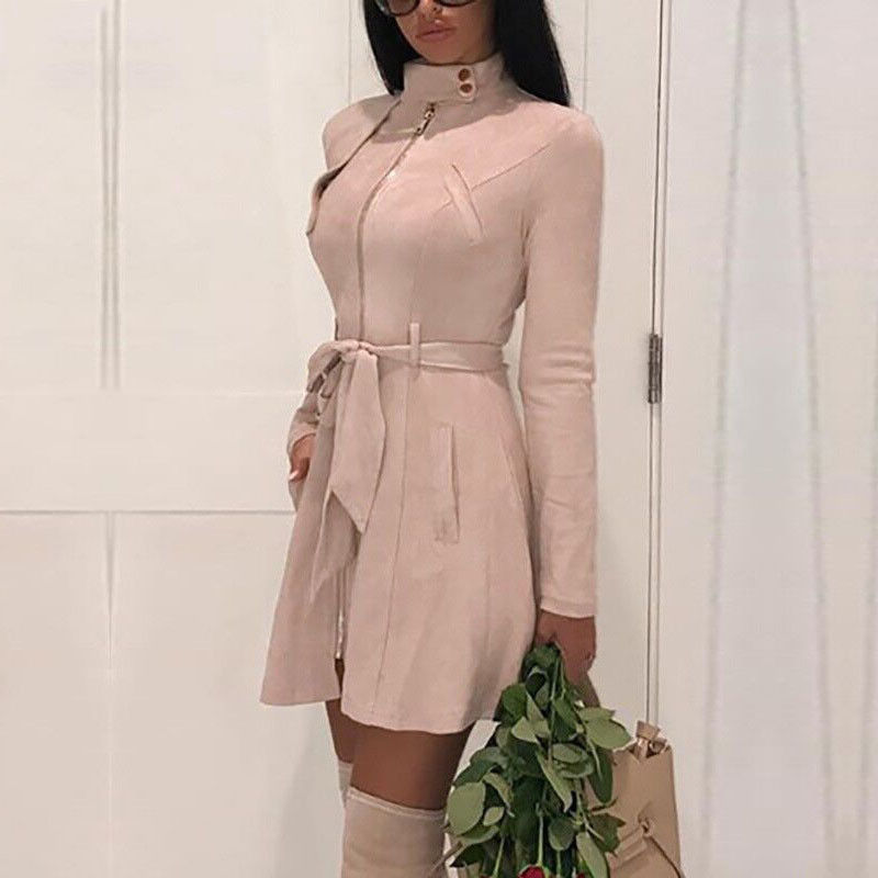 

2020 Spring New Women Winter Coat Fashion Women Long Sleeve Warm Trench Coat Ladies Casual Long Jacket Outwear Parka Tops, Black