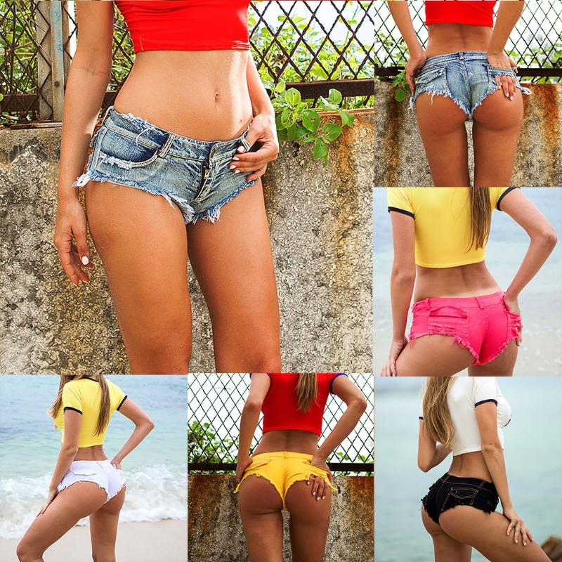 

Women Sexy Jeans Shorts Summer Fashion Low-waist Denim Knotted Band Mini Short Beach Casual Shorts Sexy Club Party#p5, White