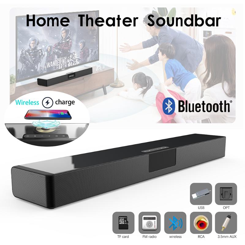 

40W Home Theater Wireless TV Sound Bar with Subwoofer Stereo Bluetooth Speaker for Phone Wireless Charging TF Card Soundbar