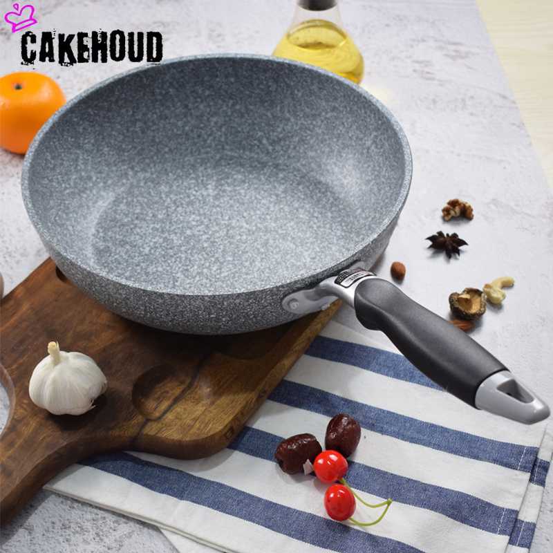 

CAKEHOUD Japanese-style Maifan Stone Non-stick Flat Bottom Wok Deep Deep Frying Pan 24cm28cm Gas Cooker Universal Cookware