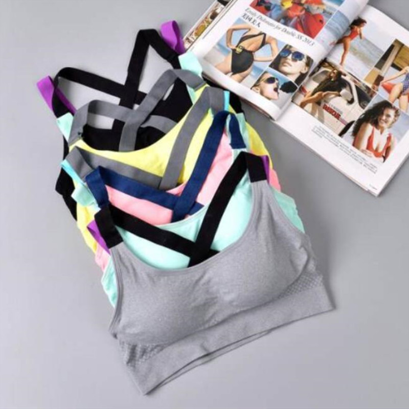 

Sexy Sports Bra Top for Fitness Women Push Up Cross Straps Yoga Running Gym Femme Active Wear Padded Underwear Crop Tops Female, Black