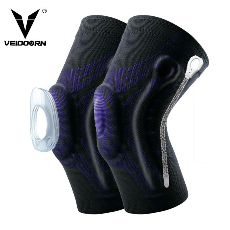 

Veidoorn 2PCS Compression Knee Support Sleeve Protector Elastic Kneepad Brace Springs gym Sports basketball Volleyball Running, 721 pad black 2