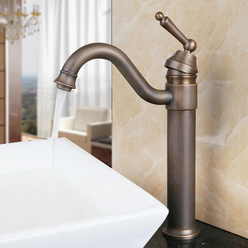 

Torayvino Bathroom Wash BasinSwivel 360 ORB Antique Brass Rotated Steam Spout Deck Mounted Tall Sink Mixer Tap Faucet
