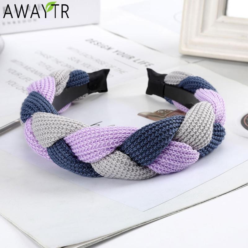 

AWAYTR Knitting Hairband For Women Non-slip Headband Three Colors Braid Hair Hoop Retro Twist Turban Hair Accessories Headwear