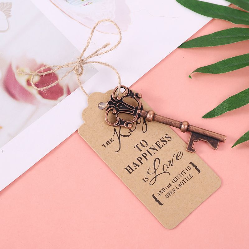 

50x Vintage Key Bottle Opener +Tag Card Wedding Party Favors Souvenirs