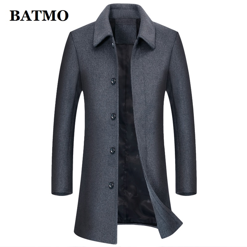

BATMO new arrival winter high quality wool long trench coat men,men's wool casual jackets,plus-size -7XL 1716, Grey