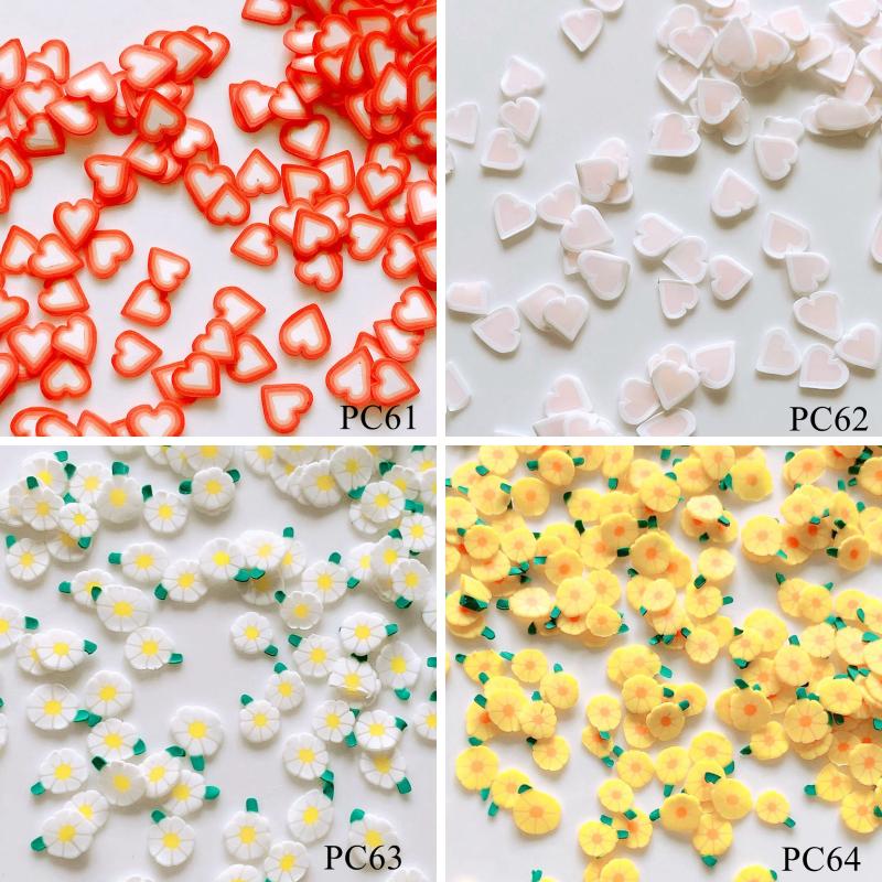 

20g/bag Polymer Clay Slices 3D 5mm Polymer Clay Sticker Heart Daisy Flower