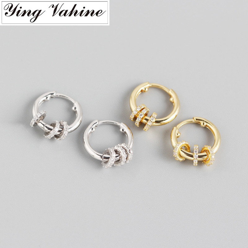 

ying Vahine 100% 925 Sterling Silver Lucky Beads Round Circle Hoop Earrings for Women