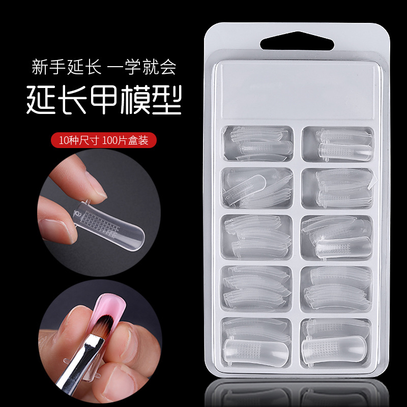 

NAIL Quick Building Mold False Nail Tips Dual Forms Finger Extension Art Builder Poly Extention Gel Tool, Transparent