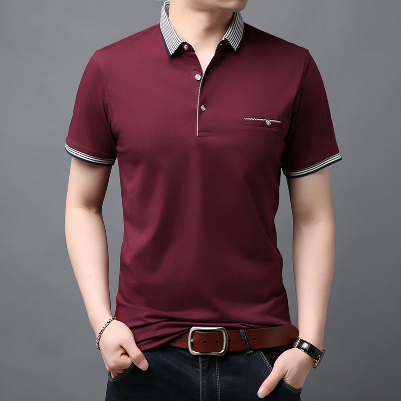 

2020 New Fashion Brand Summer Shirts Men's British Style With Short Sleeve Slim Fit Top Grade Poloshirt Casual Clothes, Red