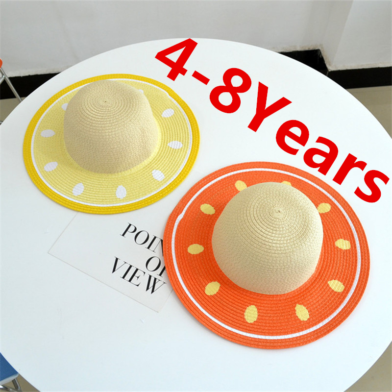 

Fashion Summer Colorful Cartoon Kids Straw Hats Children Beach Cap Baby Photography Props Baby Girl Hat Sun Visor Caps, Green