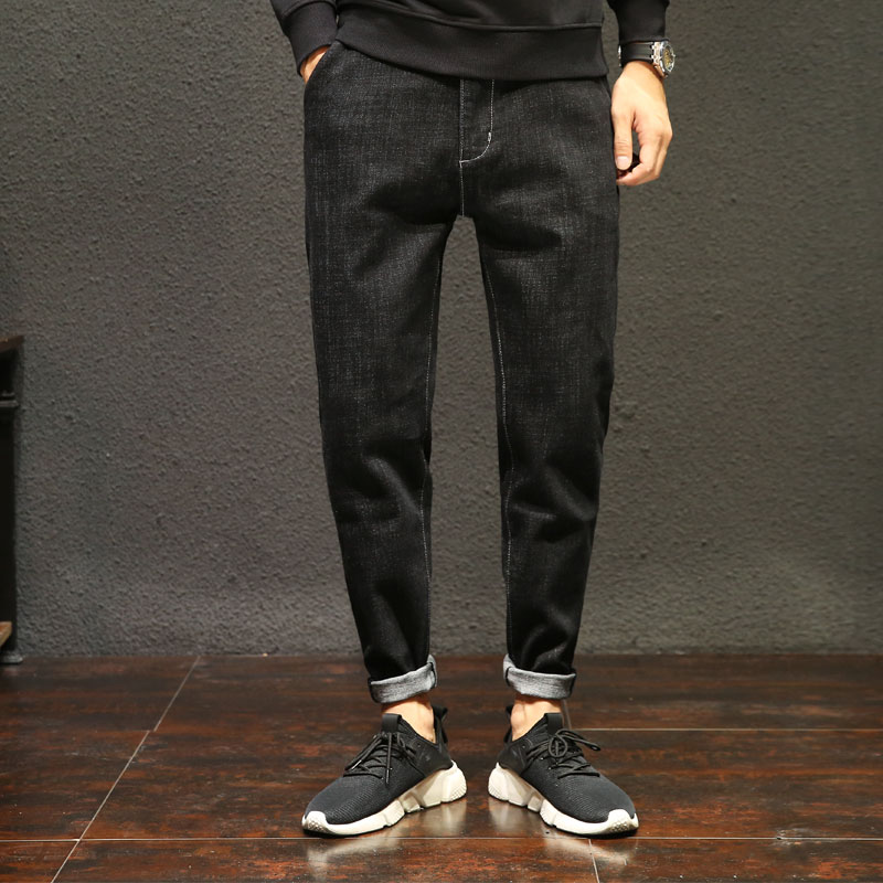 

2020 new high-quality full length jeans men, fashion Loose Waist Japan Style Harem Pants clothes males Causal Denim Trouse 5231, Black