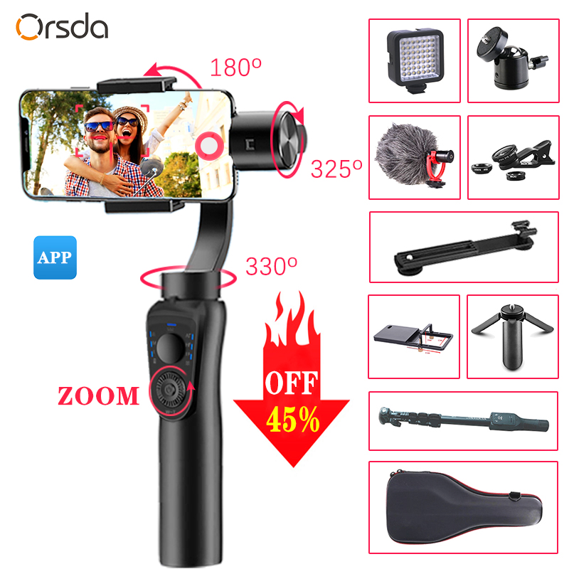 

Orsda 3 Axis Handheld Stabilizer Gimbal Smartphone Phone Manual Zoom Face Tracking For 11 Pro Plus S9 S8