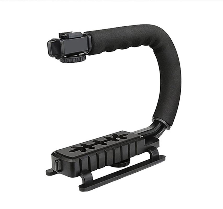 C Shaped Holder Grip Handheld Stabilizer Black U-shaped Sponge Flash Bracket for DSLR Camera and Light Portable SLR Steadicam for Gopro-image-490437170
