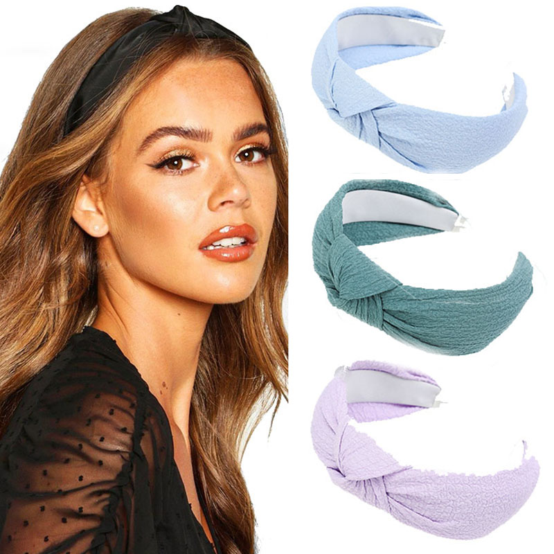 

Haimeikang New Arrival Women's Headband Solid Color Wide-brimmed Hairband Cross Knot Hair Accessories High Quality Hair Hoop