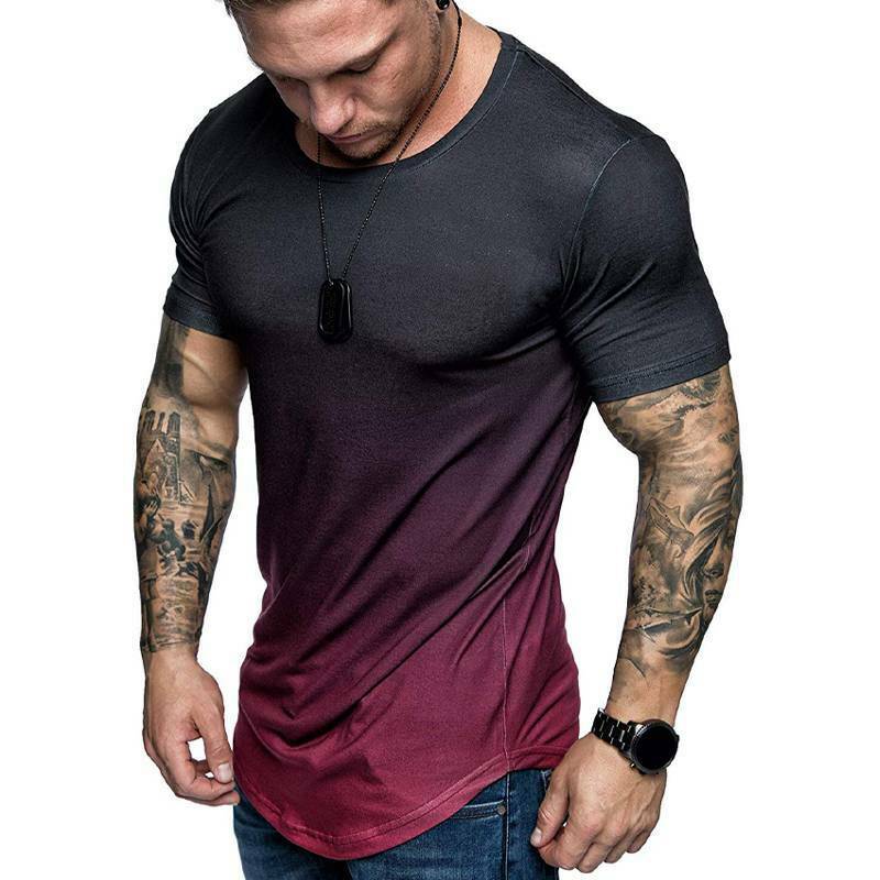 

Men Clothing 2020 New O-neck Short Sleeve Tops Male color patchwork comfy Streetwear Hip Hop T Shirts for Men Summer, Blue