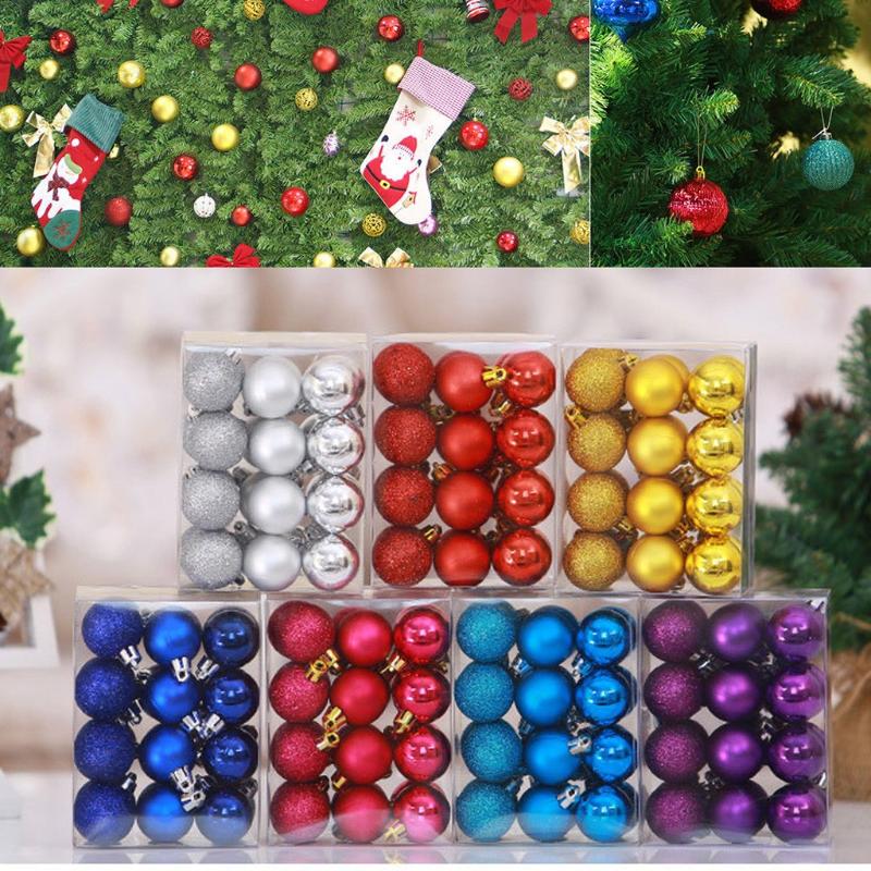 

24Pcs Christmas Ball Baubles Party Xmas Tree Decorations Hanging Ball Ornament Decor Christmas Holiday Decoration 3CM